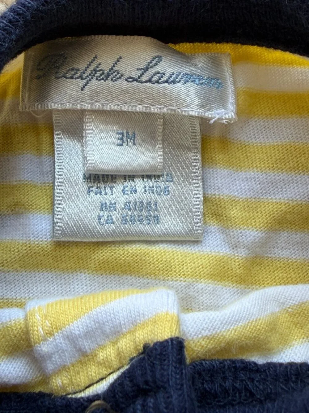 Polo Ralph Lauren Baby Yellow Striped Shortall Romper 3M Pony Logo